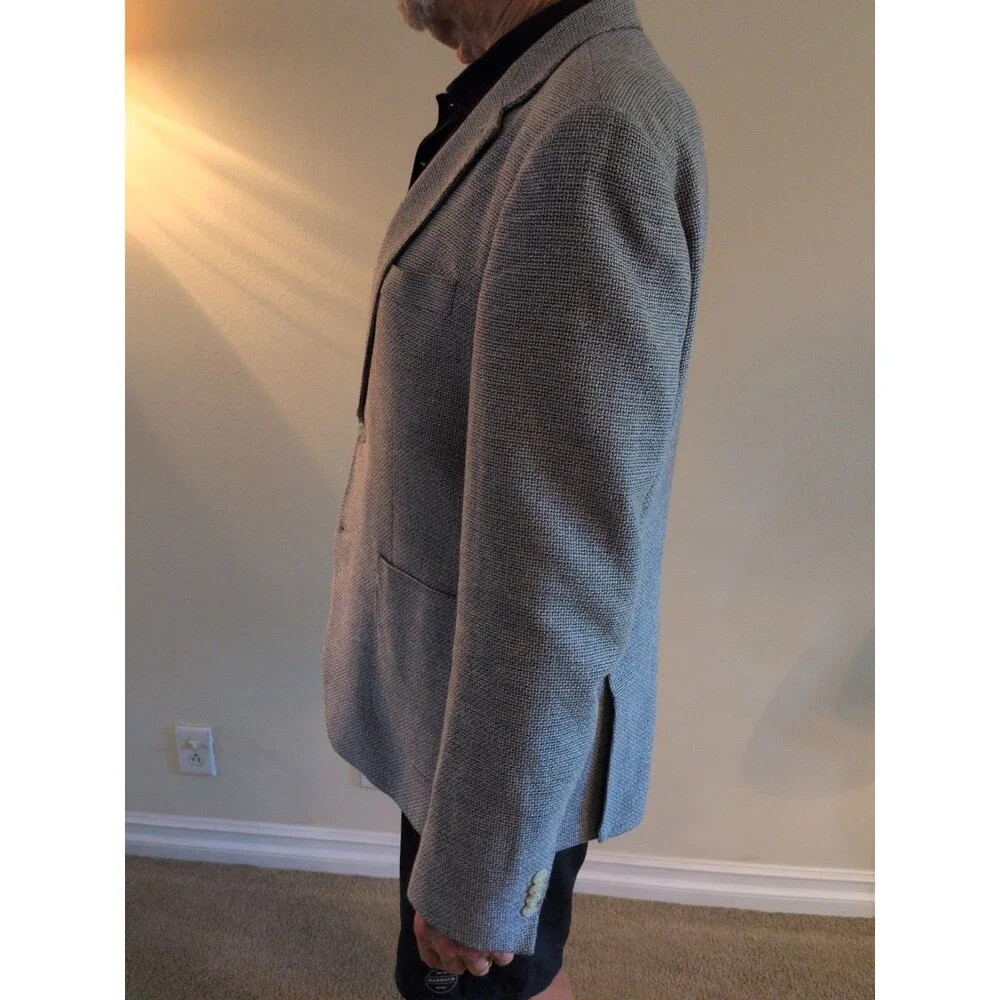 TAILORBYRD Men's  White/Blue Linen Blend Preppy Sport Coat | 44 L  NWOT